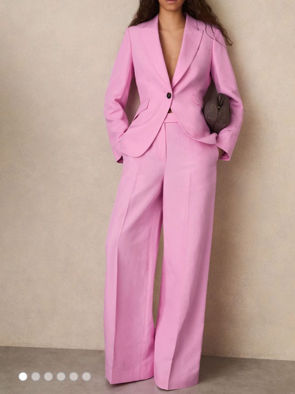 Reiss NWOT Raine Pleated Wide Leg Pants Pink Size 6